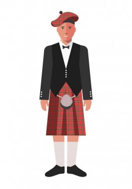 Scotsman in red kilt skirt  clipart