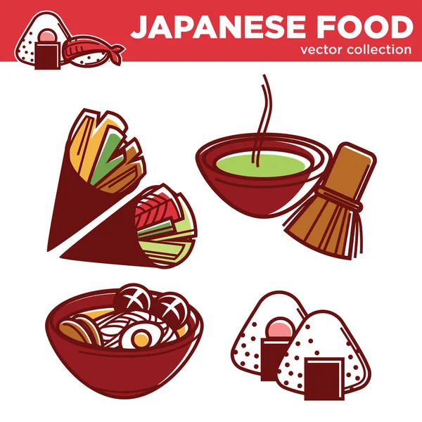 Colección de comida japonesa — Vector de stock