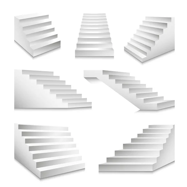Escadas e escadas de pódio ícones conjunto —  Vetores de Stock