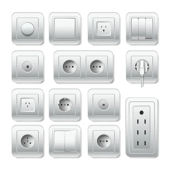 Interruptor de luz e ícones de entrada de cabo — Vetor de Stock