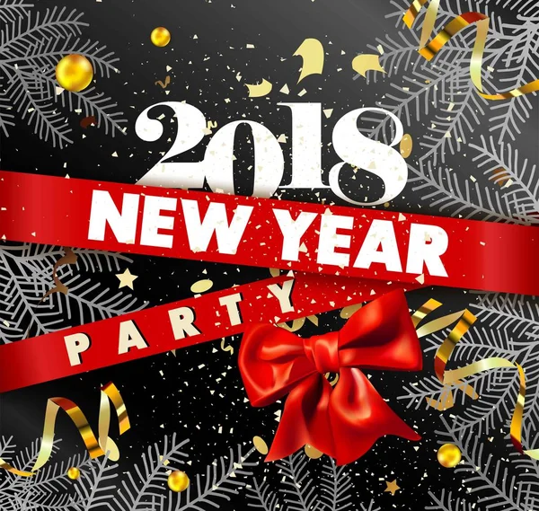 Año Nuevo 2018 fiesta cartel promocional — Vector de stock