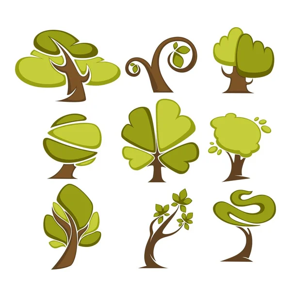 Modelli logo alberi verdi — Vettoriale Stock