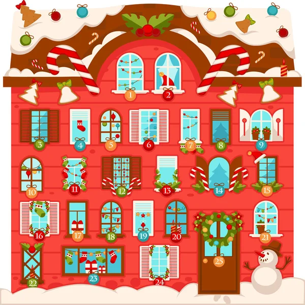 Enorme casa de Natal com janelas — Vetor de Stock