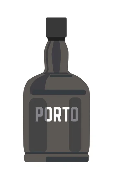 Porto in schwarzer Hochglanzflasche — Stockvektor