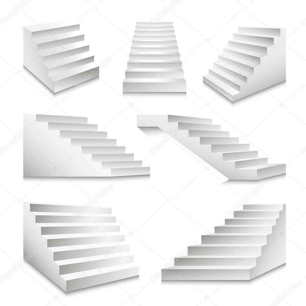 staircases and podium ladders icons set