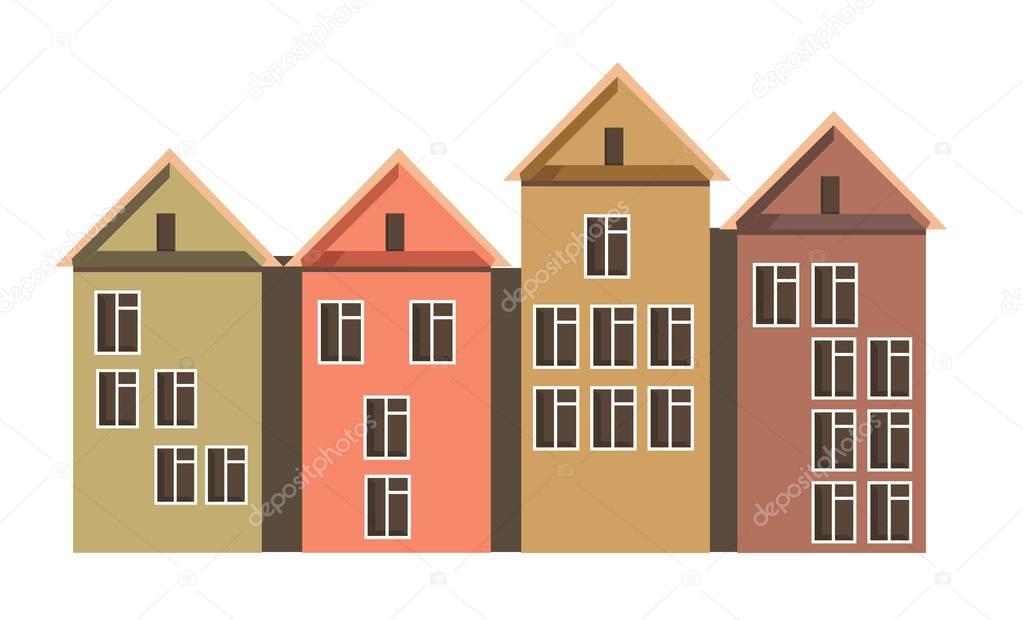 Row of town houses with attics 