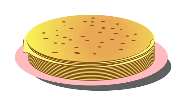 Pile de fines crêpes sur assiette rose — Image vectorielle
