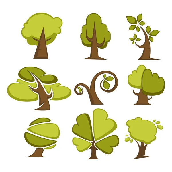 Πρότυπα λογότυπο πράσινα δέντρα — Διανυσματικό Αρχείο