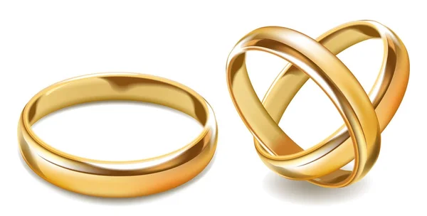 Anillos de boda de oro brillante — Vector de stock