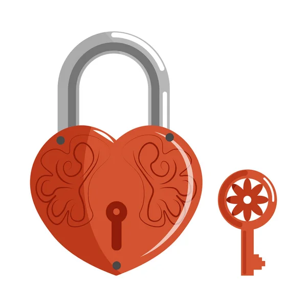 Decorative lock in shape of heart — Stock Vector