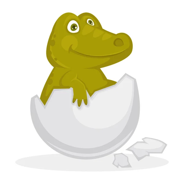 Crocodile inside cracked egg shell — Stock vektor