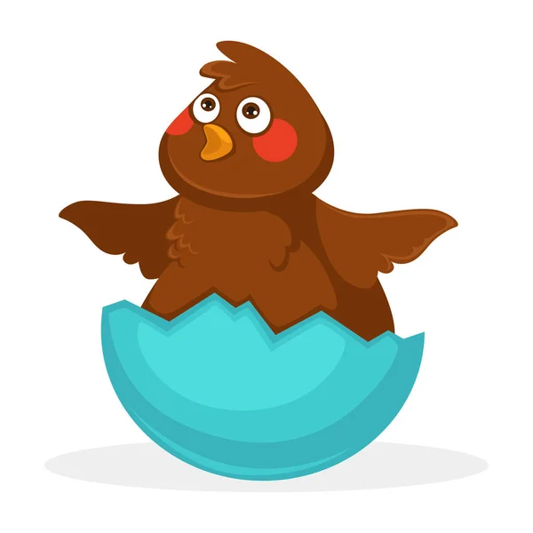 Bébé oiseau à l'intérieur coquille d'œuf bleu — Image vectorielle
