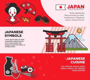 Japonya seyahat afiş kümesi
