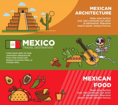 Meksika seyahat afiş kümesi