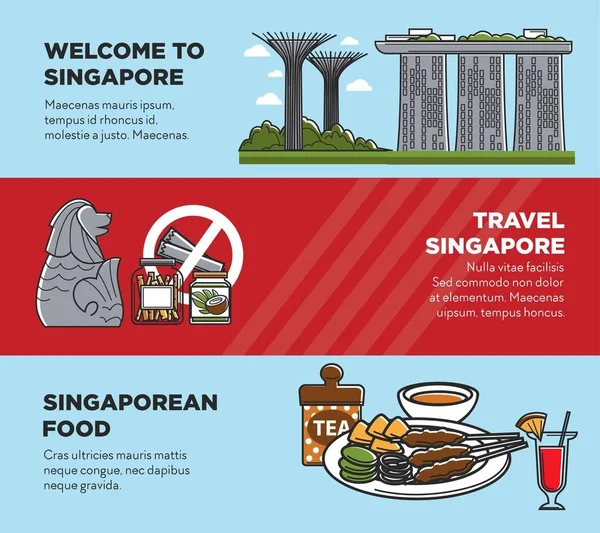 Bienvenido al conjunto de banners de Singapur — Vector de stock