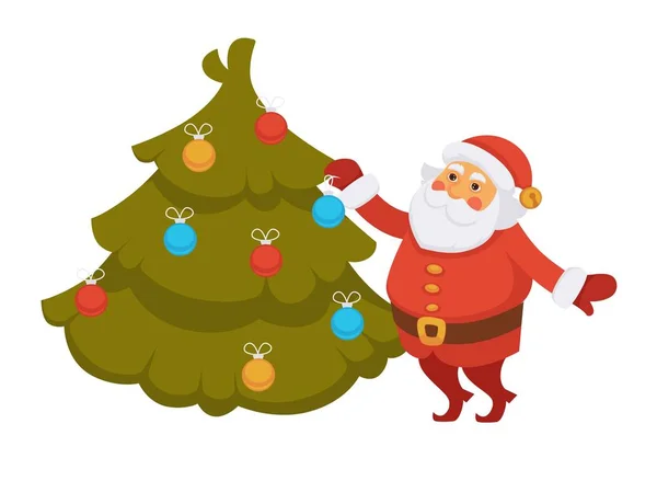 Árbol de Navidad de decoración de santa — Vector de stock