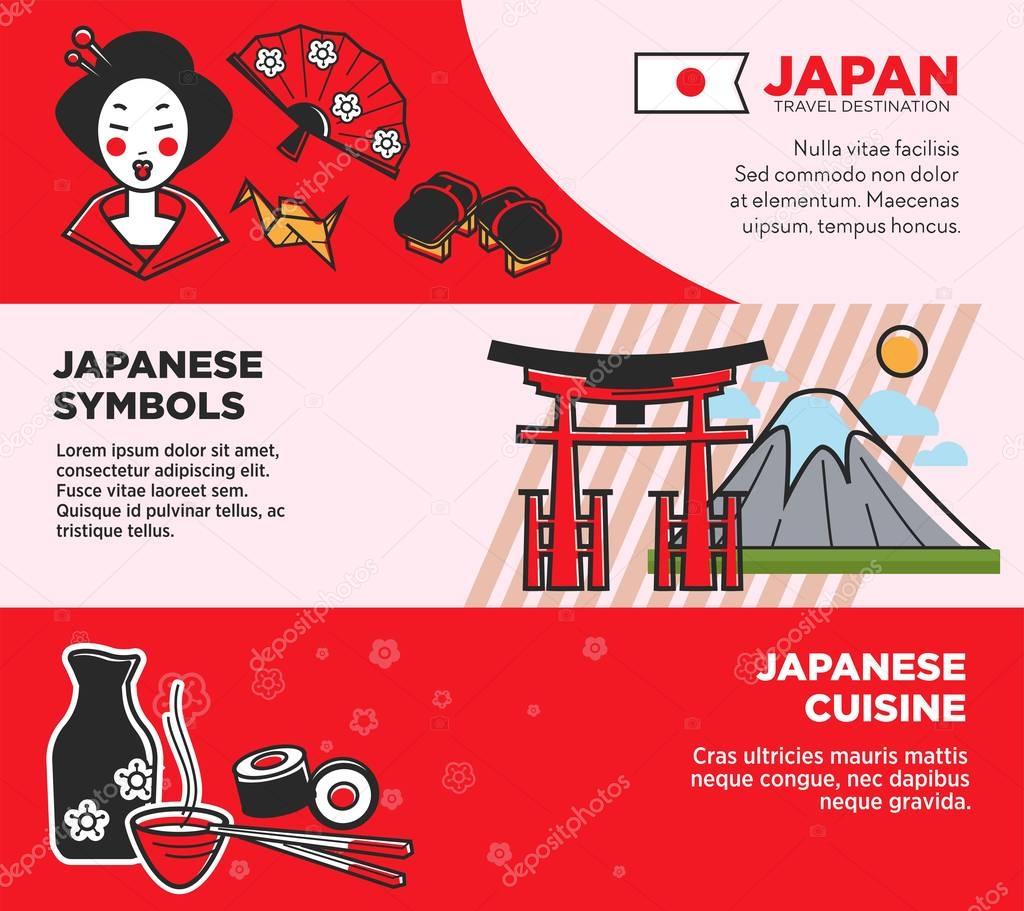 Japan travel banners set