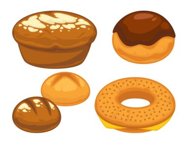 Ekmek düz Icons set 