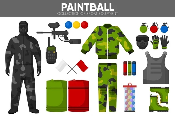 Paintball gioco icone impostato — Vettoriale Stock