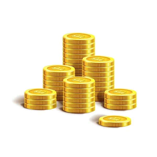 Bitcoin moedas de ouro — Vetor de Stock