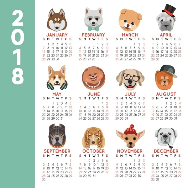 Το πρότυπο ημερολόγιο 2018 — Διανυσματικό Αρχείο