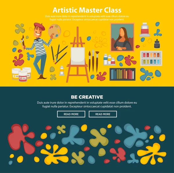 Afiche promocional clase maestra artística — Vector de stock