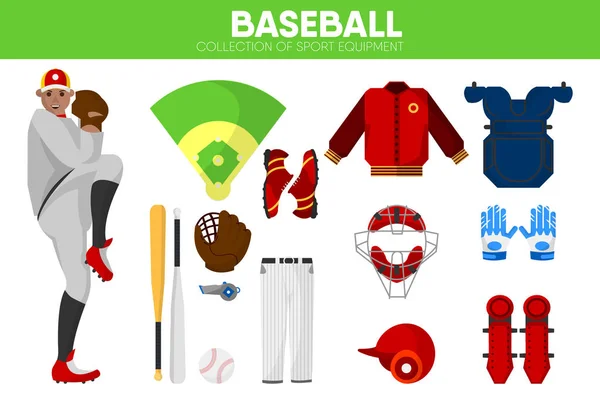 Ensemble d'icônes de baseball sport — Image vectorielle