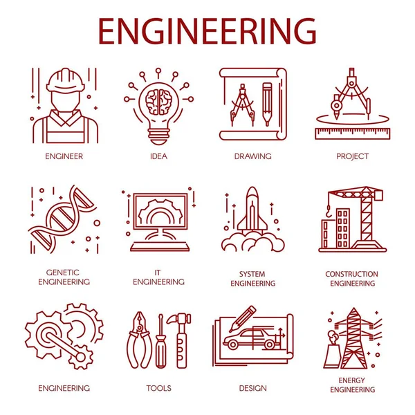 Ícones de engenharia para construção civil —  Vetores de Stock