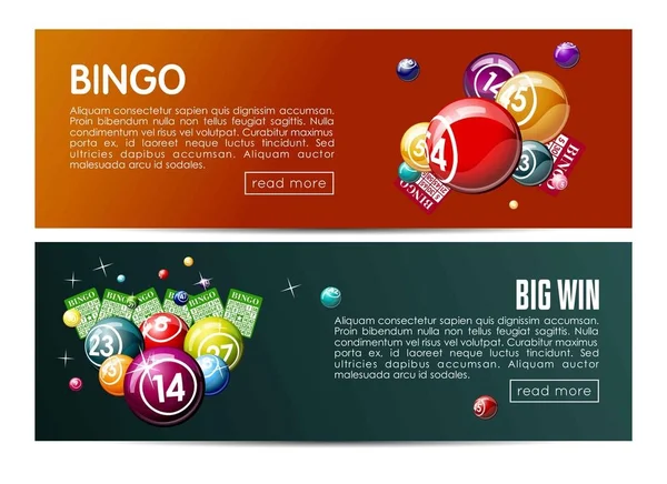 Bingo lotto loteria web bannery zestaw szablonów. — Wektor stockowy