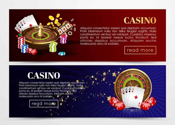 Plantillas de banners web de poker Casino . — Archivo Imágenes Vectoriales