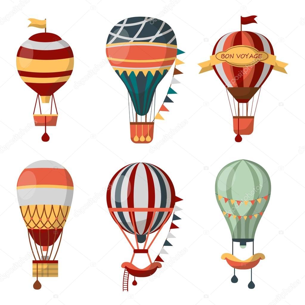 Hot air balloon icons 