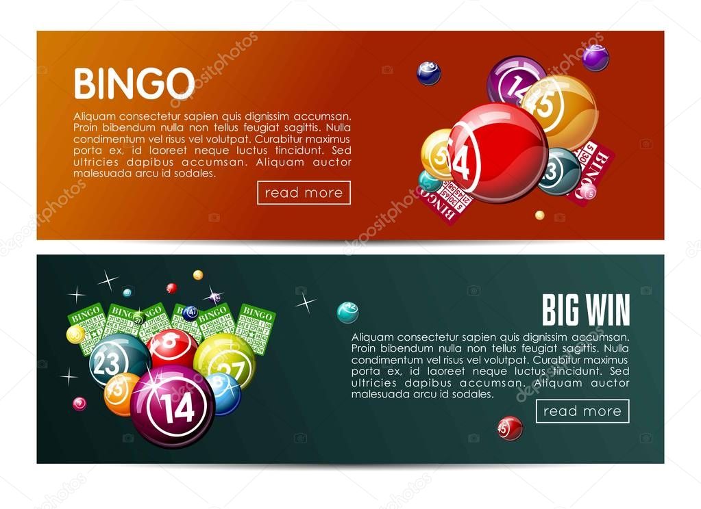 Bingo lotto lottery web banners templates set.