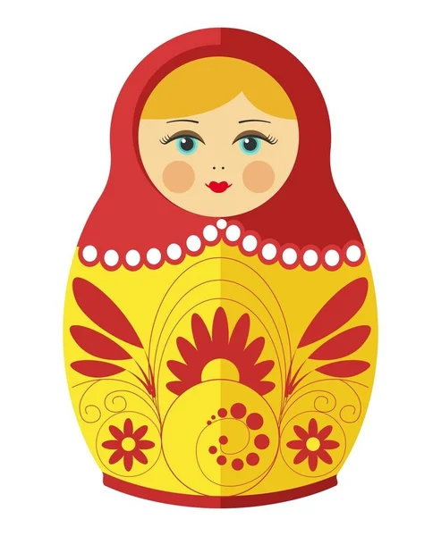 Panenka matrjoška nebo ruské panenky s ornamenty — Stockový vektor