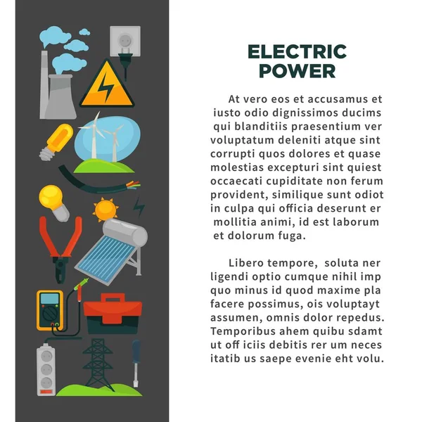 Manifesto di ottenimento di energia elettrica — Vettoriale Stock