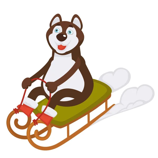 Husky perro icono de Navidad — Vector de stock