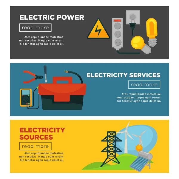 Fuentes de electricidad carteles — Vector de stock