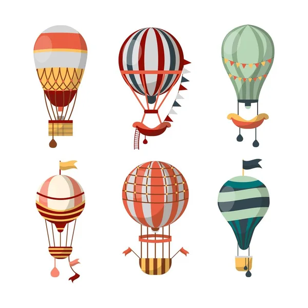 Iconos de globo de aire caliente — Vector de stock