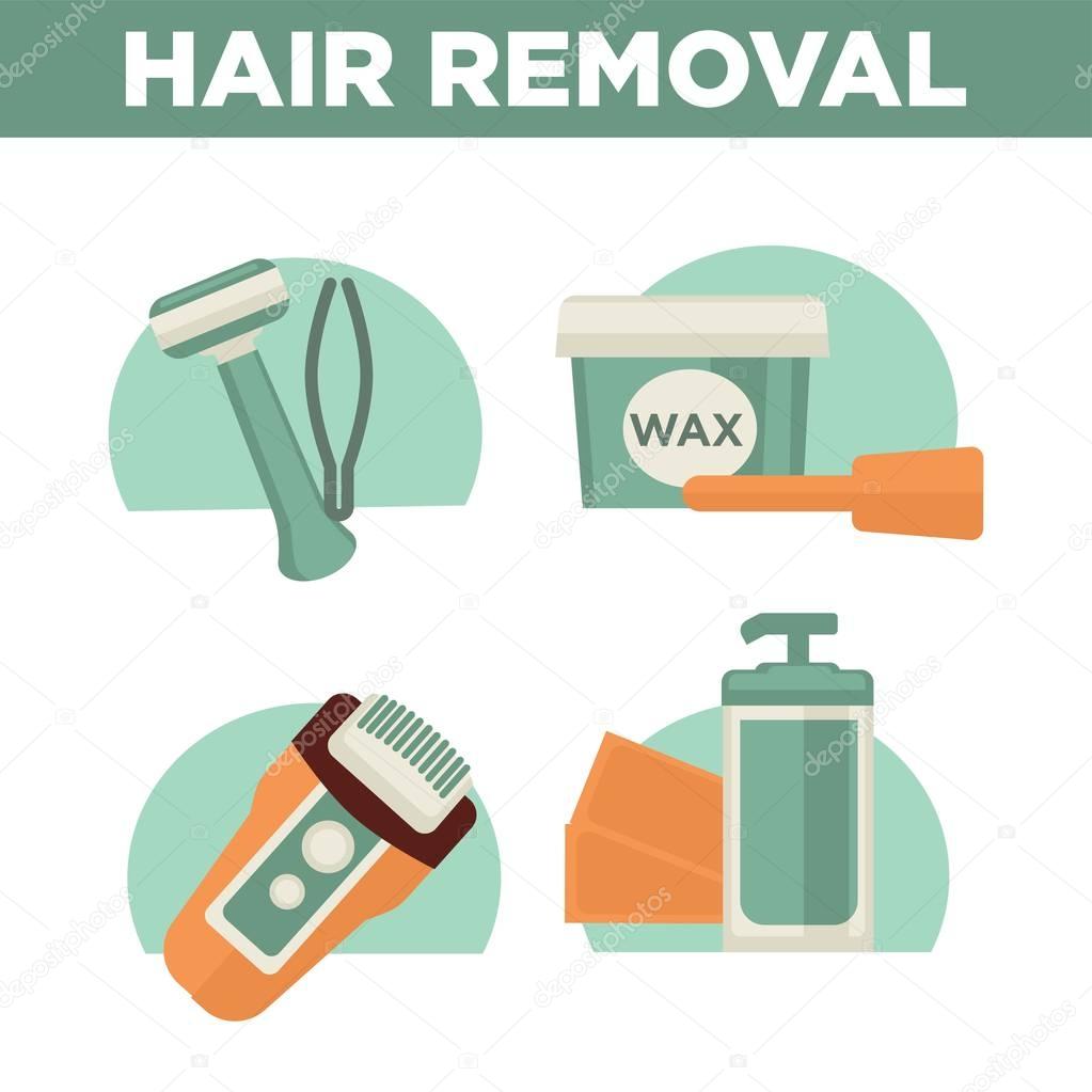 Hair removal icons set
