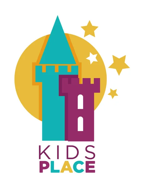 Kinder Zone Logo Vorlage Von Kinderhänden Und Sprechblase Mit Farbigen — Stockvektor