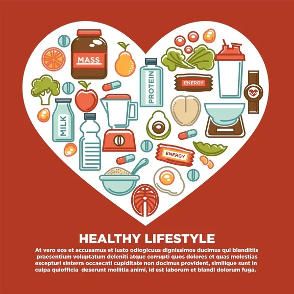 运动饮食食品营养海报 — 图库矢量图片