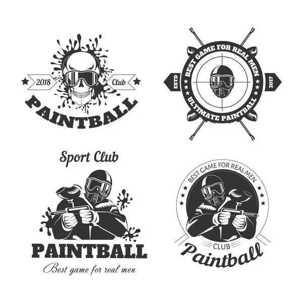 Conjunto de plantillas de logotipo del club deportivo Paintball — Vector de stock
