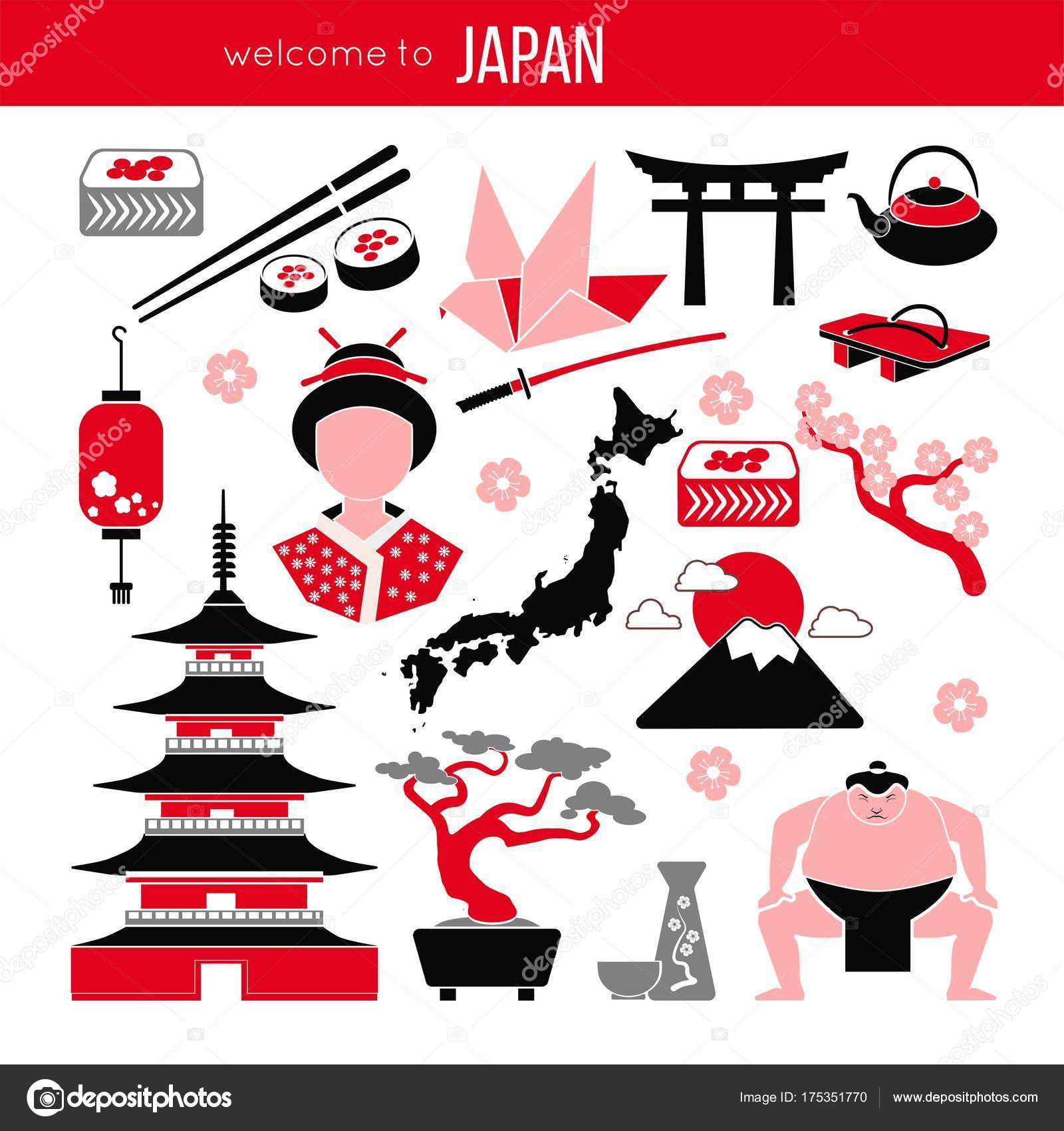 Set Japan Tokyo East Culture Symbols Collection Icons Japanese Pagoda Stock  Vector by ©Sonulkaster 175351770