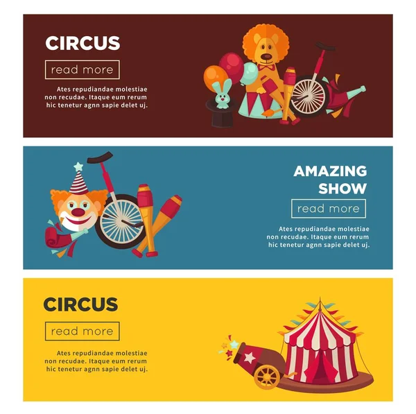 Circo com incrível mostrar publicidade web pages templates — Vetor de Stock