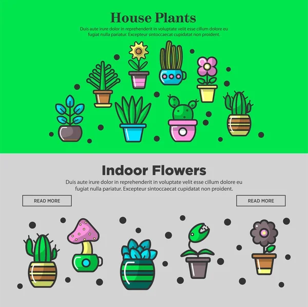 Πρότυπο Σχεδίασης Φυτά Και Εσωτερική Λουλούδια Φύτευση Πανό Για Διαδίκτυο — Διανυσματικό Αρχείο