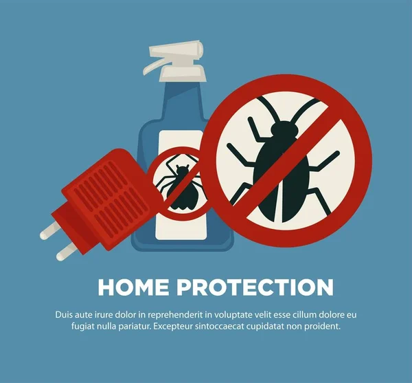 家庭保护手段反对有害昆虫宣传海报 — 图库矢量图片