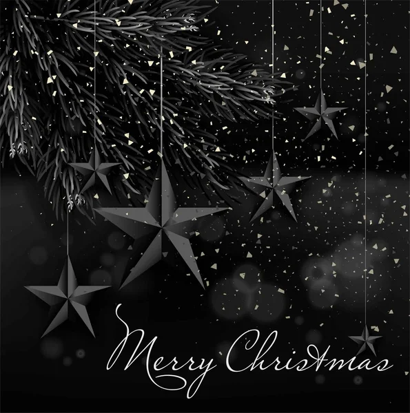 Joyeux Noël Signe Italique Sur Affiche Festive Monochrome Avec Branches — Image vectorielle