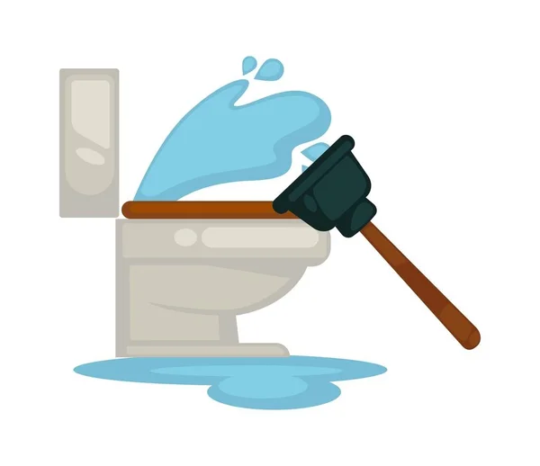 House Plumbing Toilet Clogging Sewerage Leakage Repair Icon Vector Isolated — Stock Vector