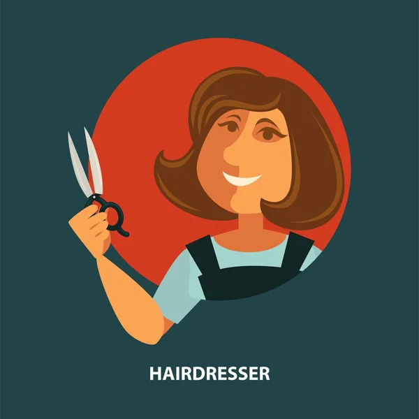 Hair Beauty Woman Hairdresser Salon Poster Professional Hair Dyeing Haircut — Stock Vector