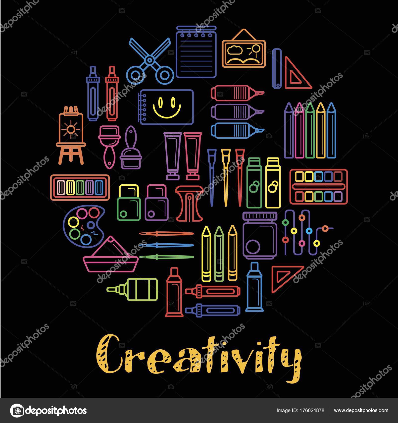 Kids creativity poster of art and drawing tools Vector Image