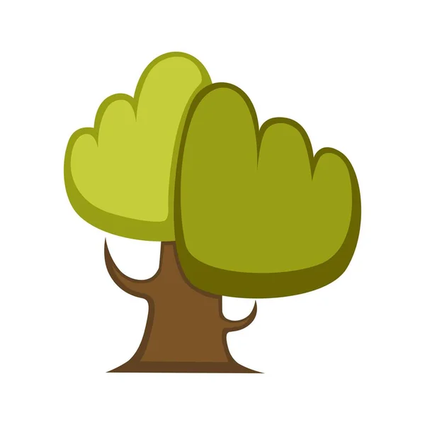 绿色树和树叶图标或徽标模板 矢量隔离卡通枫 橡树或榆树和枫树落叶林标志生态环境或园艺种植图标 — 图库矢量图片